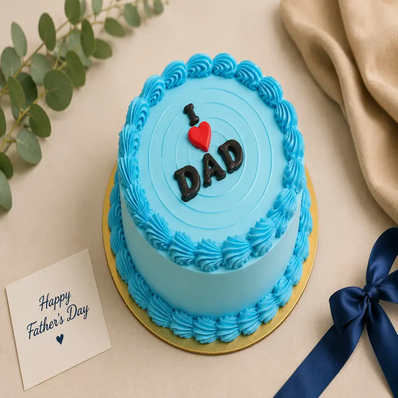 I Love Dad Blue Cream Cake - TF Cakes Online Delivery Freshly baked handcrafted I Love Dad Blue Cream Cake – Cake design by TF Cakes
