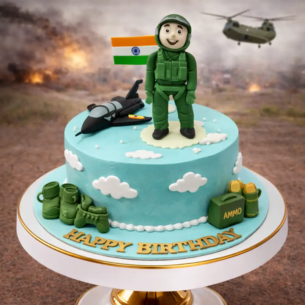 Indian Army Soldier Cake - TF Cakes Online Delivery Freshly baked handcrafted Indian Army Soldier Cake – Cake design by TF Cakes