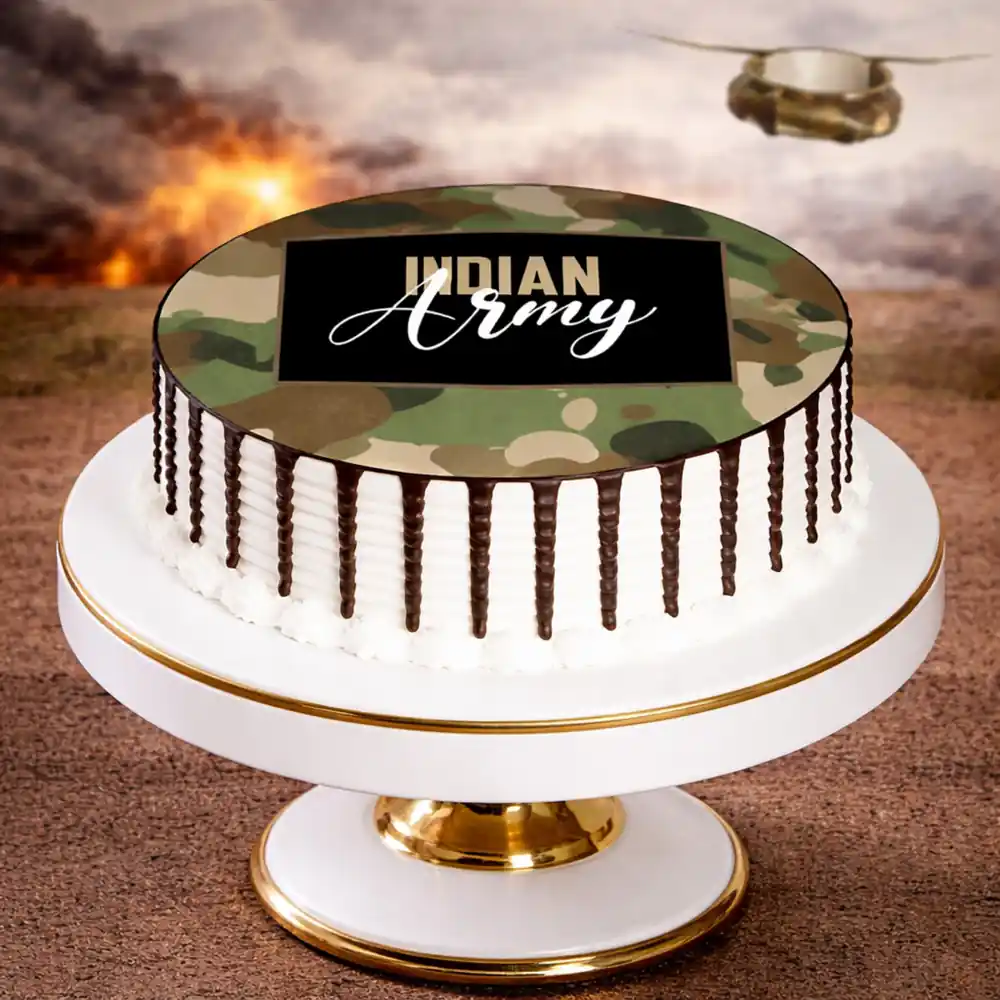 Indian Army Theme Cake - TF Cakes Online Delivery Freshly baked handcrafted Indian Army Theme Cake – Cake design by TF Cakes