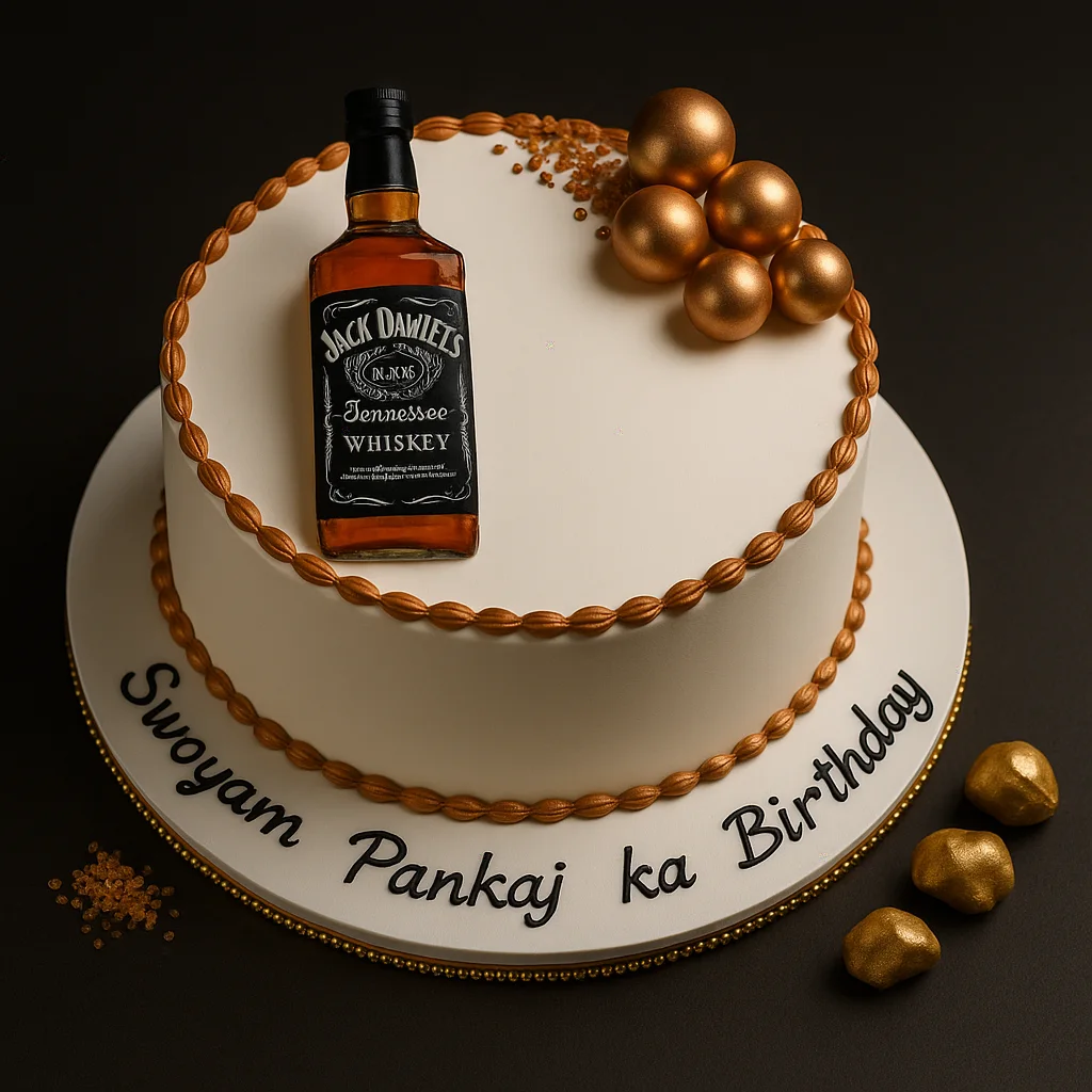 Jack Daniel’s Gold Pearl Cake - TF Cakes Online Delivery Freshly baked handcrafted Jack Daniel’s Gold Pearl Cake – Cake design by TF Cakes