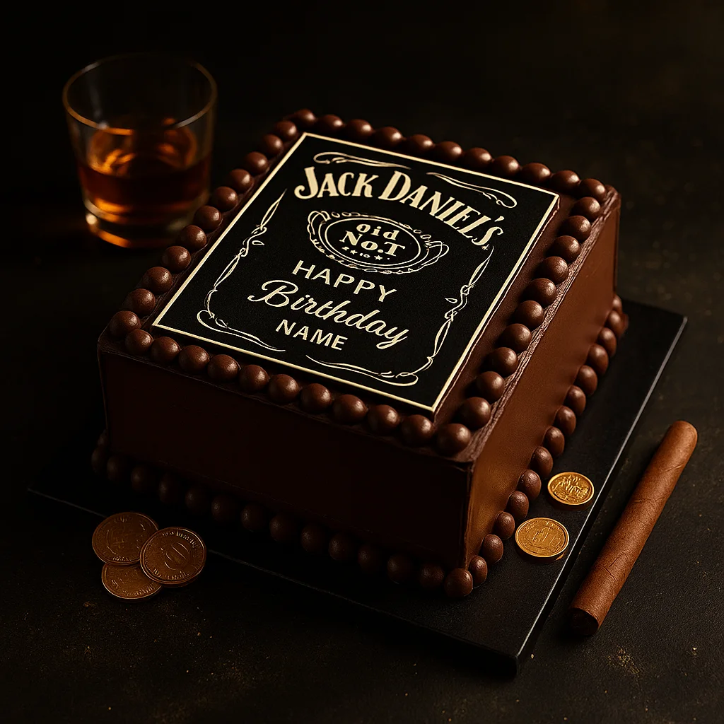 Jack Daniel’s Square Cake - TF Cakes Online Delivery Freshly baked handcrafted Jack Daniel’s Square Cake – Cake design by TF Cakes