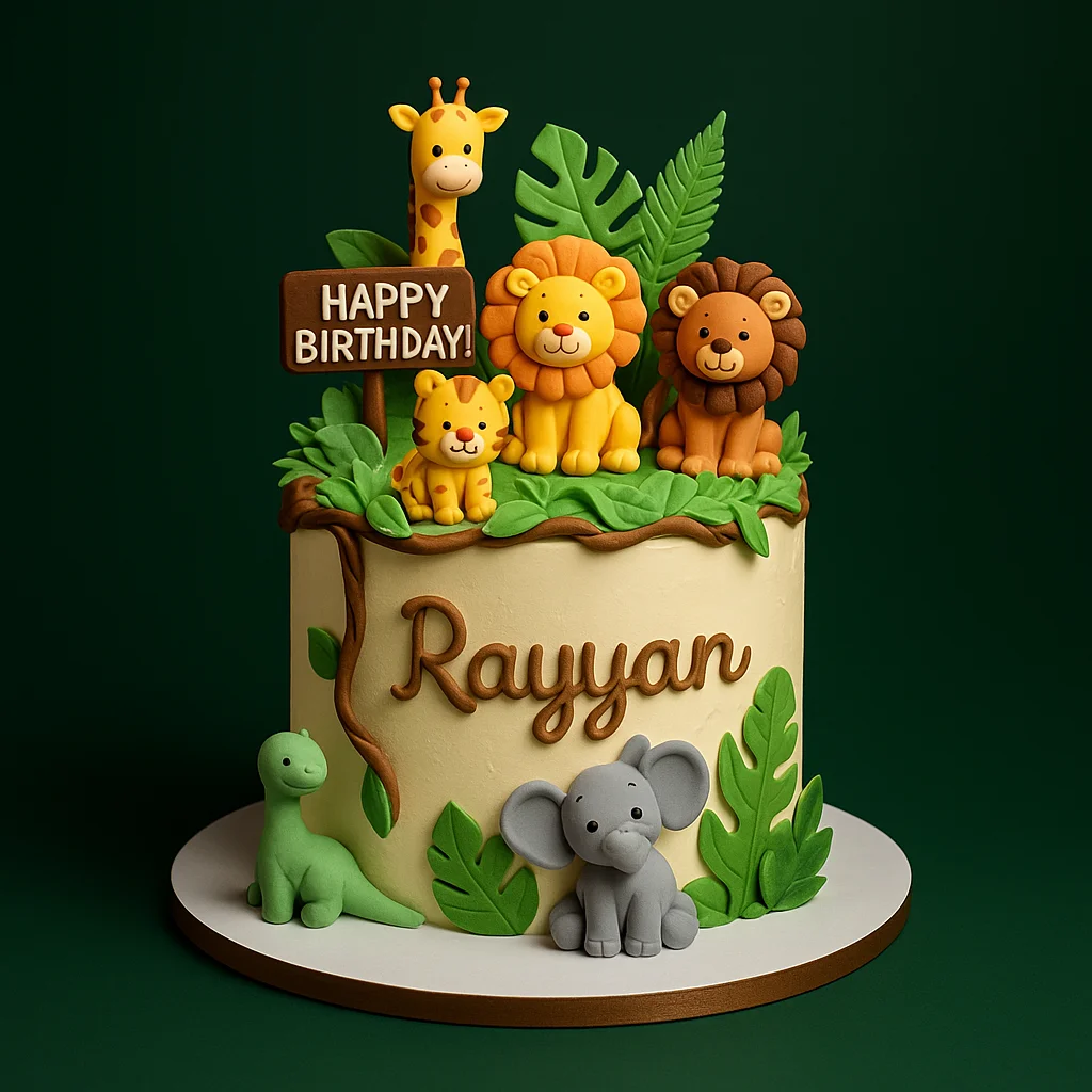 Jungle Lion Family Birthday Cake - TF Cakes Online Delivery Freshly baked handcrafted Jungle Lion Family Birthday Cake – Cake design by TF Cakes