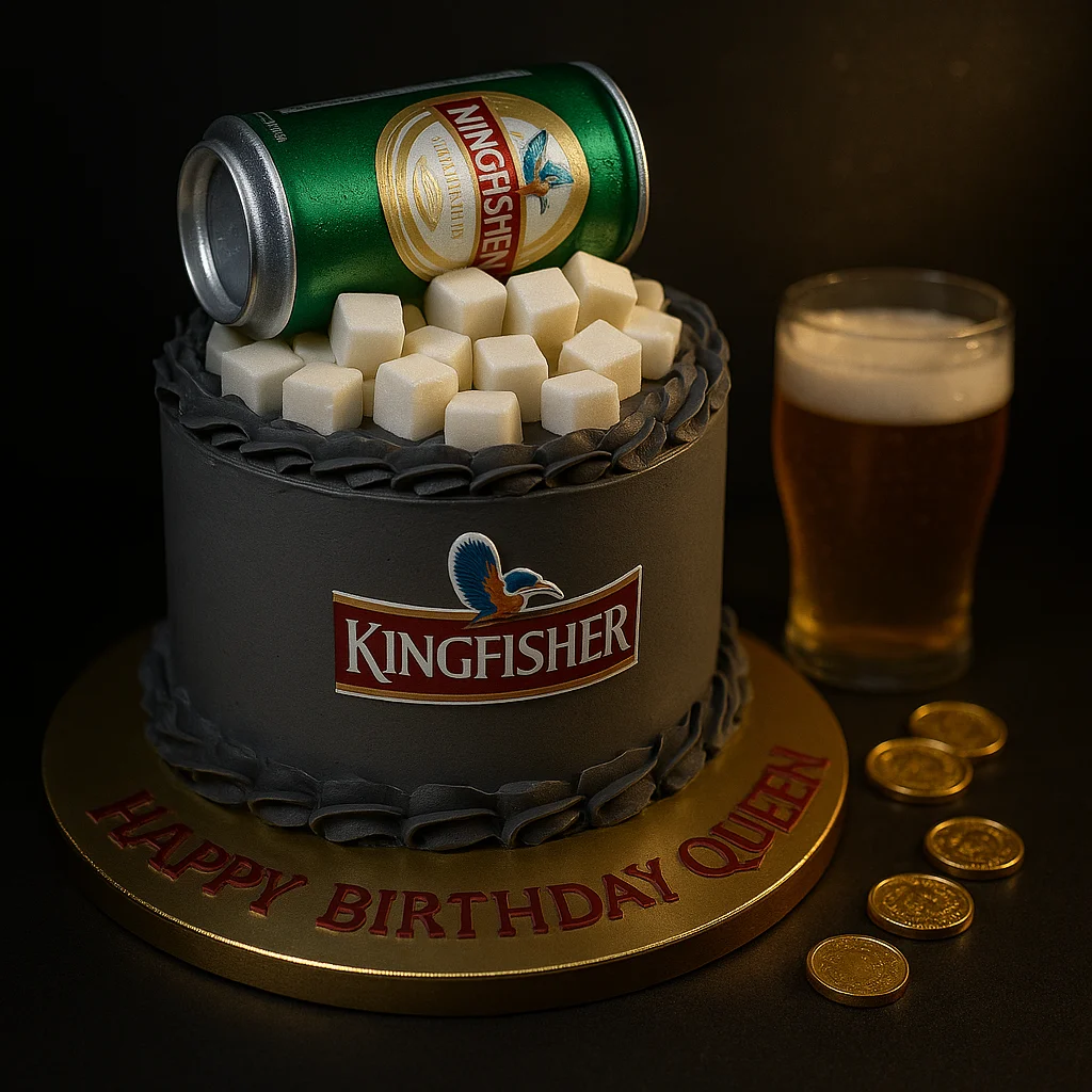 Kingfishereer Can Cake - TF Cakes Online Delivery Freshly baked handcrafted Kingfishereer Can Cake – Cake design by TF Cakes