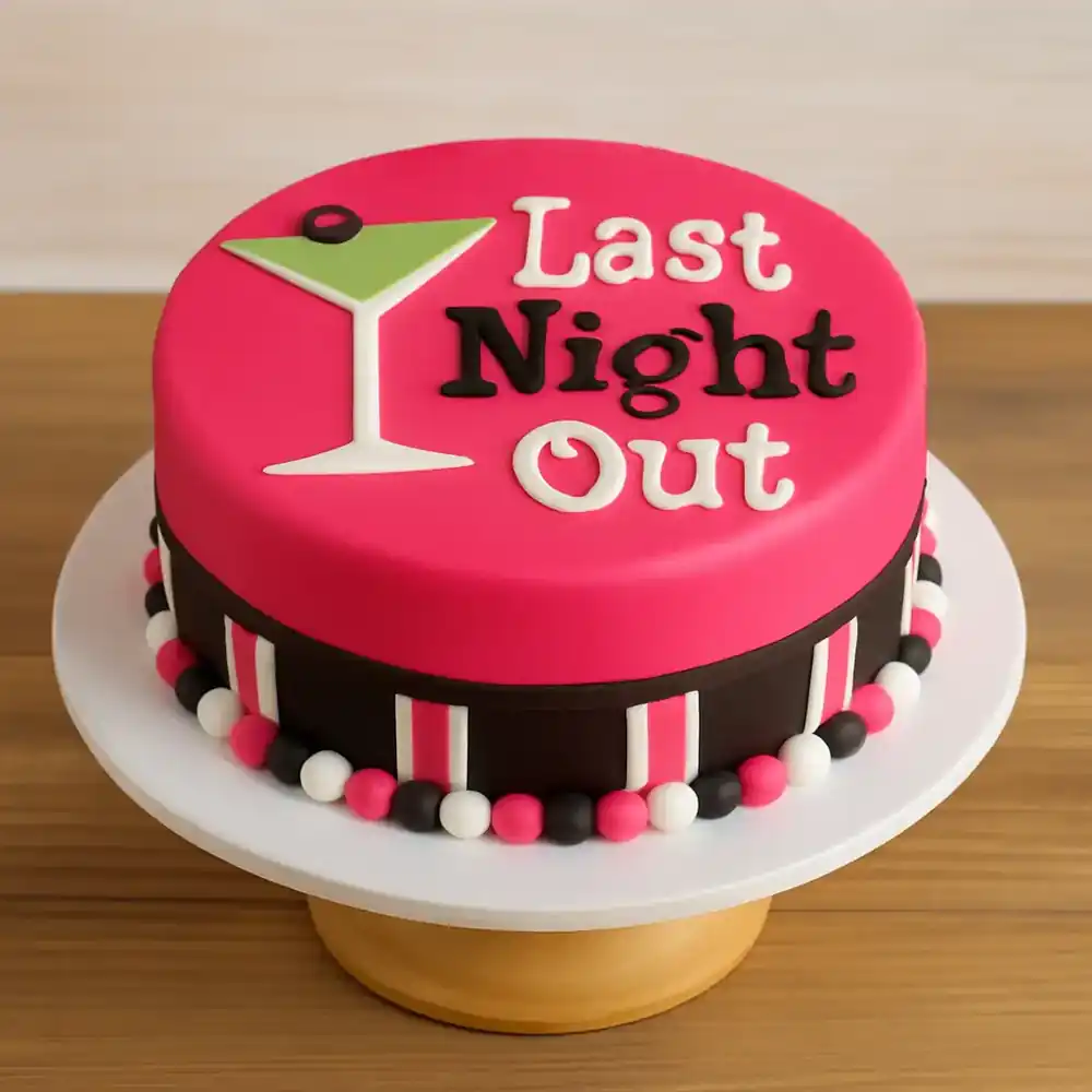 Last Night Out Bachelorette Theme Cake - TF Cakes Online Delivery Freshly baked handcrafted Last Night Out Bachelorette Theme Cake – Cake design by TF Cakes