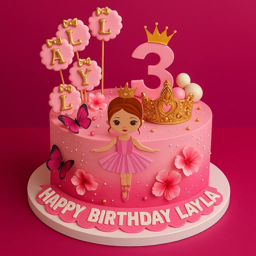 Layla Princess Birthday Cake - TF Cakes Online Delivery Freshly baked handcrafted Layla Princess Birthday Cake – Cake design by TF Cakes