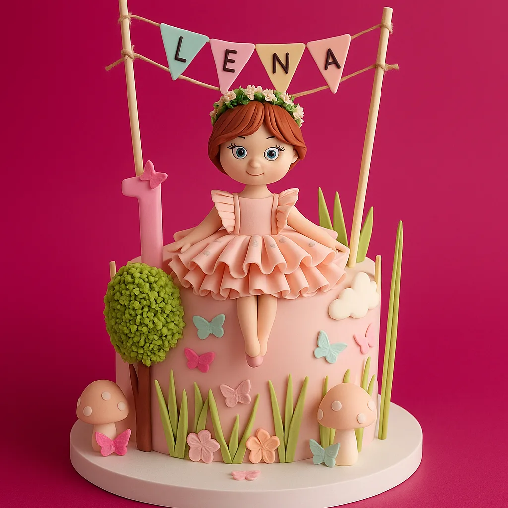 Freshly baked handcrafted Lena Garden Doll Cake – Cake design by TF Cakes