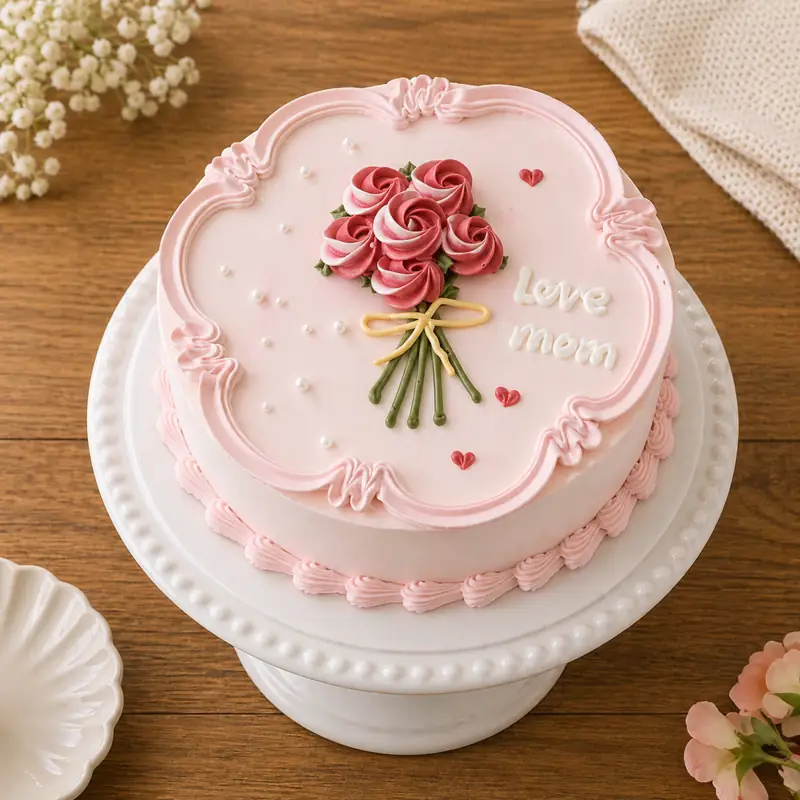 Love Mom Rose Bouquet Cake - TF Cakes Online Delivery Freshly baked handcrafted Love Mom Rose Bouquet Cake – Cake design by TF Cakes