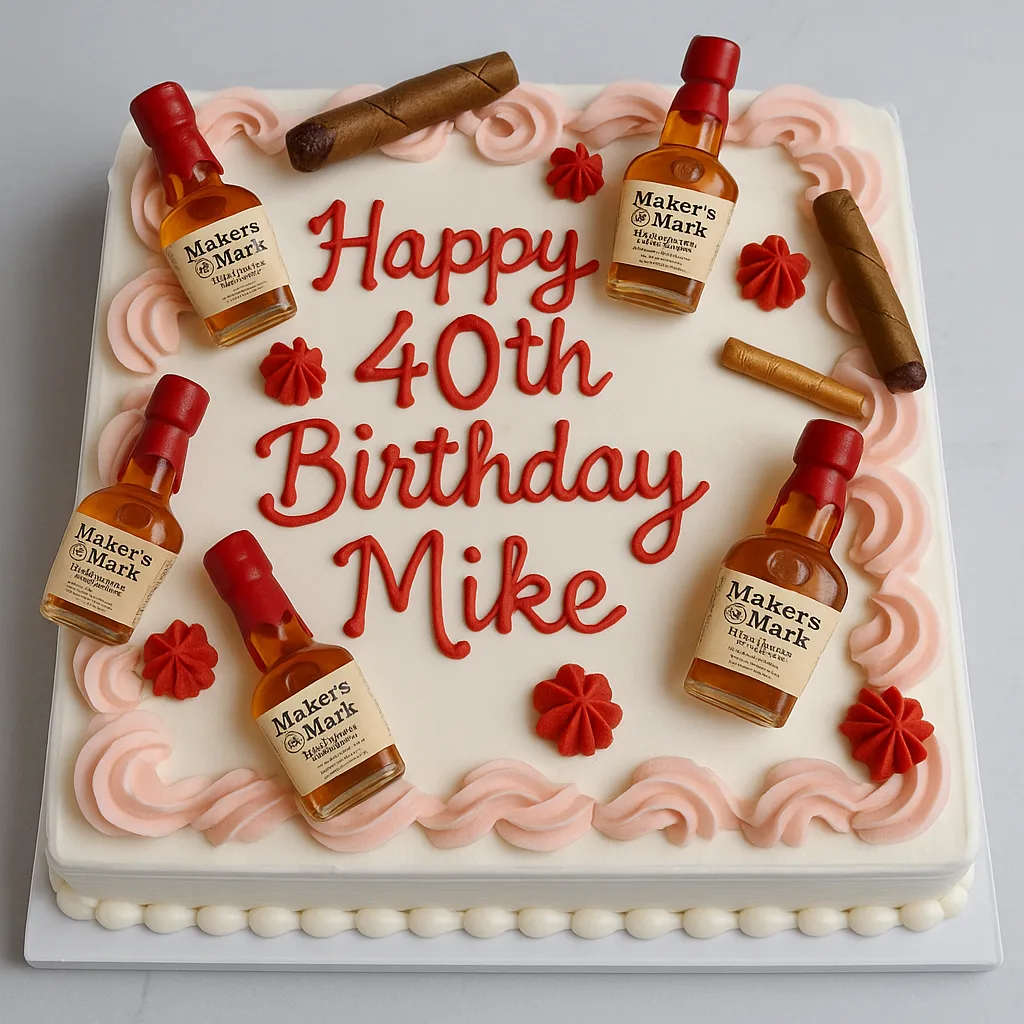Maker’s Mark Birthday Cake - TF Cakes Online Delivery Freshly baked handcrafted Maker’s Mark Birthday Cake – Cake design by TF Cakes