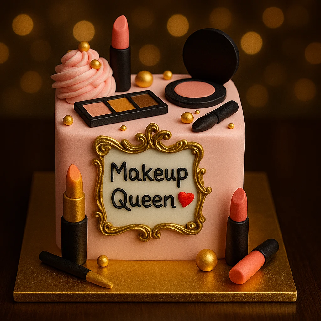 Makeup Queen Birthday Cake - TF Cakes Online Delivery Freshly baked handcrafted Makeup Queen Birthday Cake – Cake design by TF Cakes