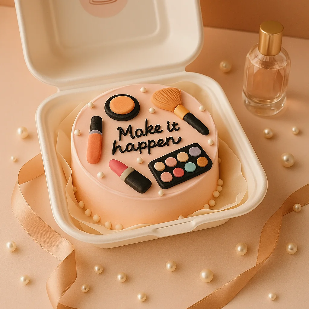 Makeup Theme Bento Cake - TF Cakes Online Delivery Freshly baked handcrafted Makeup Theme Bento Cake – Cake design by TF Cakes