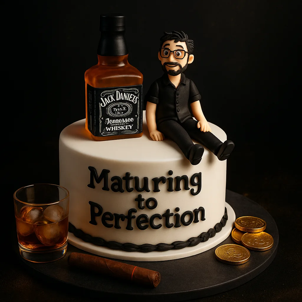 Maturing to Perfection Whiskey Cake - TF Cakes Online Delivery Freshly baked handcrafted Maturing to Perfection Whiskey Cake – Cake design by TF Cakes