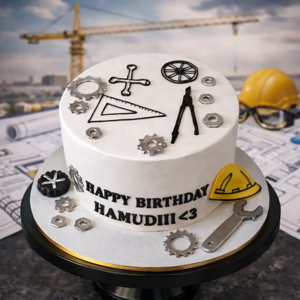 Mechanical Engineer Theme Cake - TF Cakes Online Delivery Freshly baked handcrafted Mechanical Engineer Theme Cake – Cake design by TF Cakes