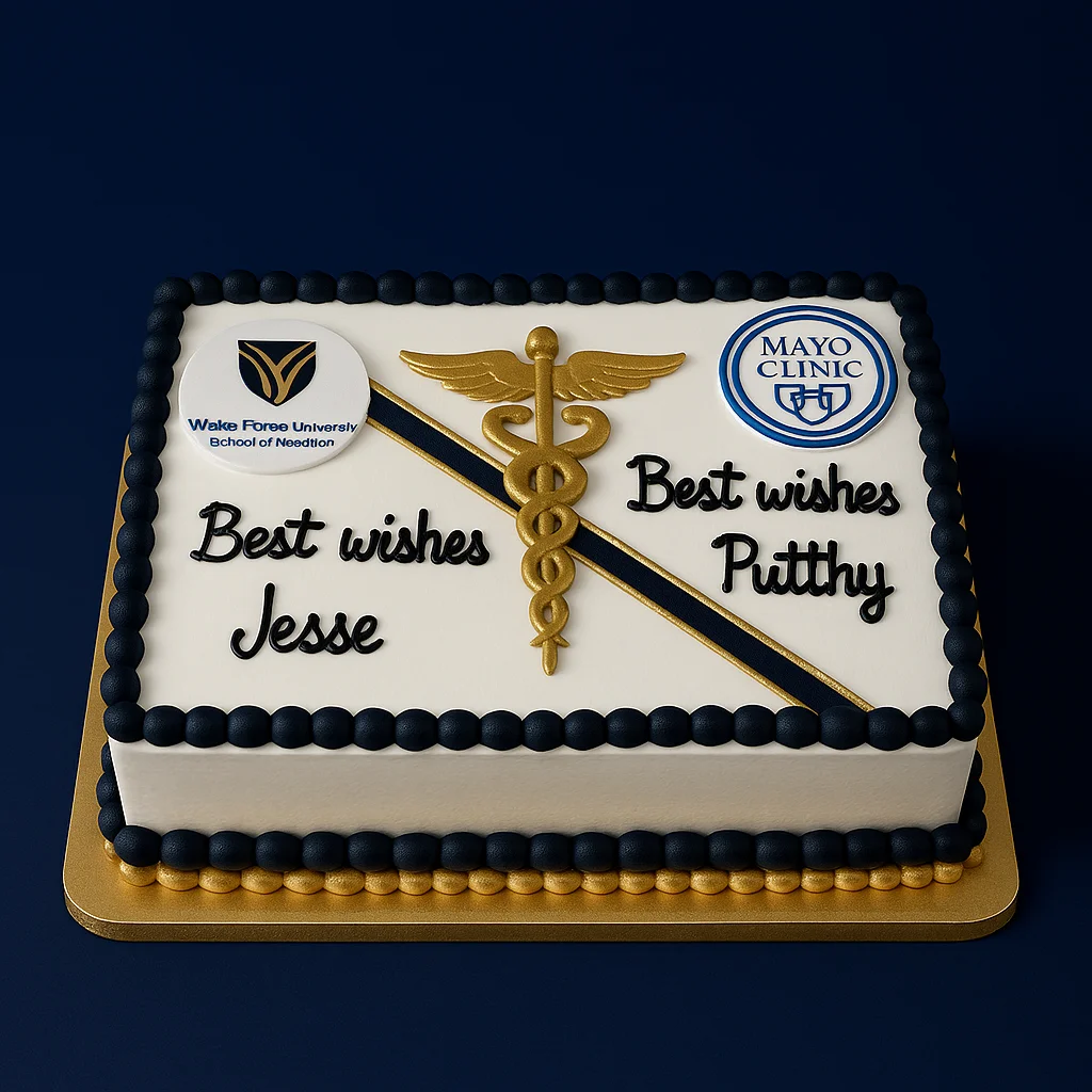 Medical Logo & Wishes Sheet Cake - TF Cakes Online Delivery Freshly baked handcrafted Medical Logo & Wishes Sheet Cake – Cake design by TF Cakes