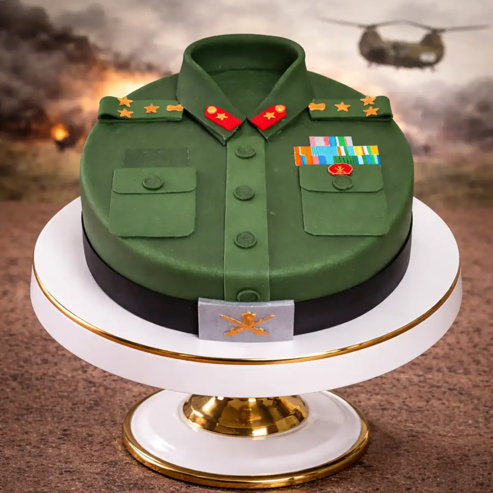 Military Uniform Shirt Cake - TF Cakes Online Delivery Freshly baked handcrafted Military Uniform Shirt Cake – Cake design by TF Cakes