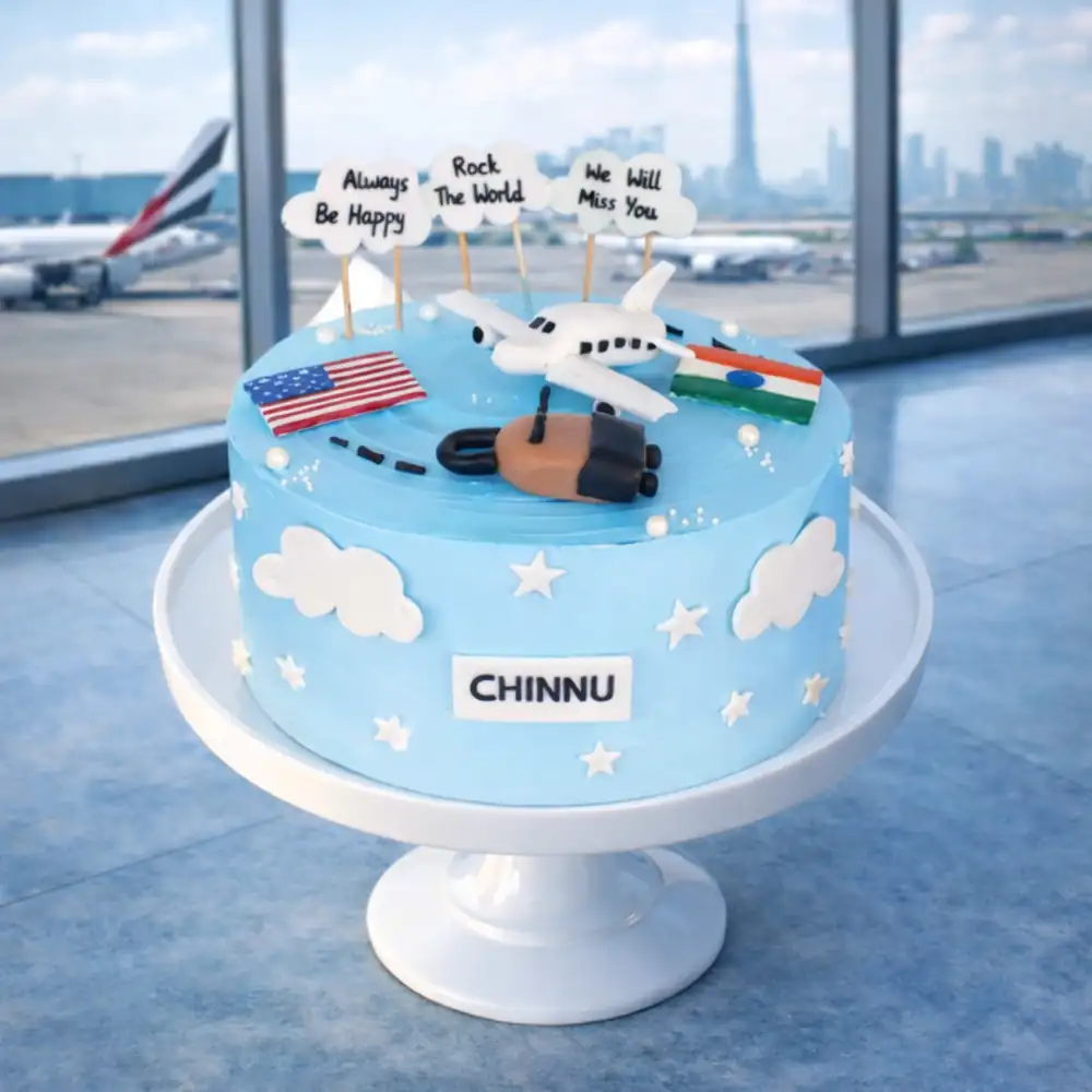 Miss You Travel Cake - TF Cakes Online Delivery Freshly baked handcrafted Miss You Travel Cake – Cake design by TF Cakes