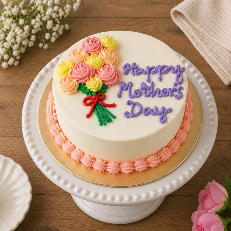 Mother’s Day Floral Bouquet Cake - TF Cakes Online Delivery Freshly baked handcrafted Mother’s Day Floral Bouquet Cake – Cake design by TF Cakes