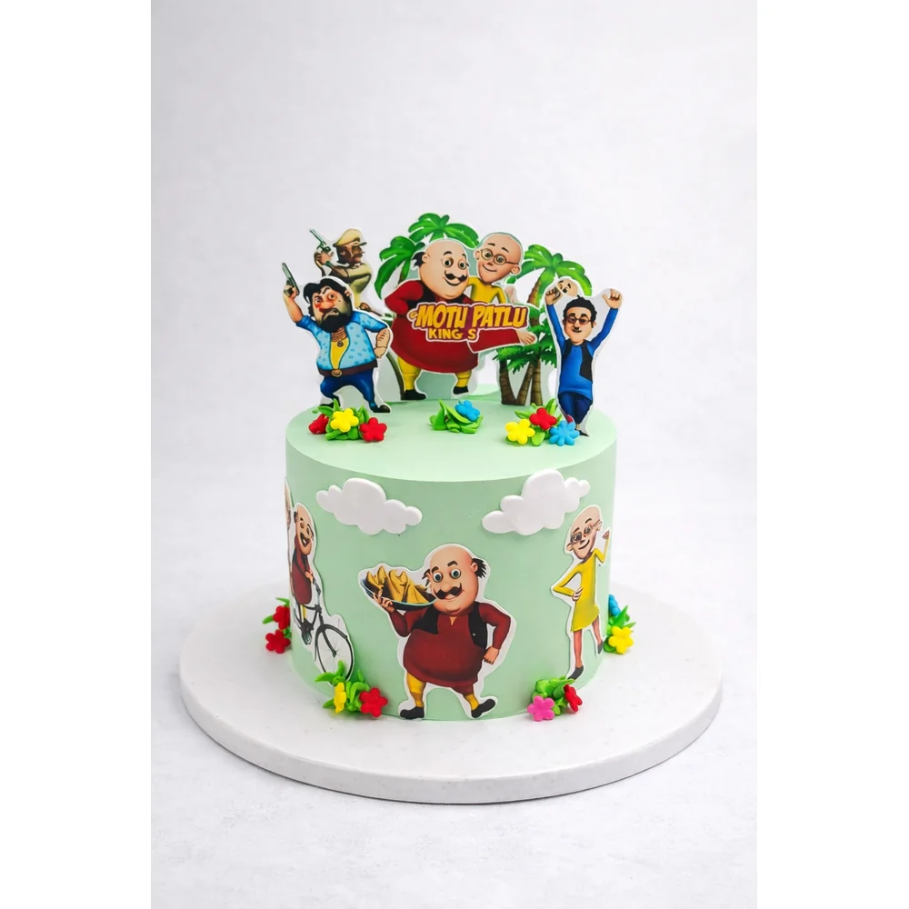 Motu Patlu Cartoon Theme Birthday Cake - TF Cakes Online Delivery Freshly baked handcrafted Motu Patlu Cartoon Theme Birthday Cake – Cake design by TF Cakes