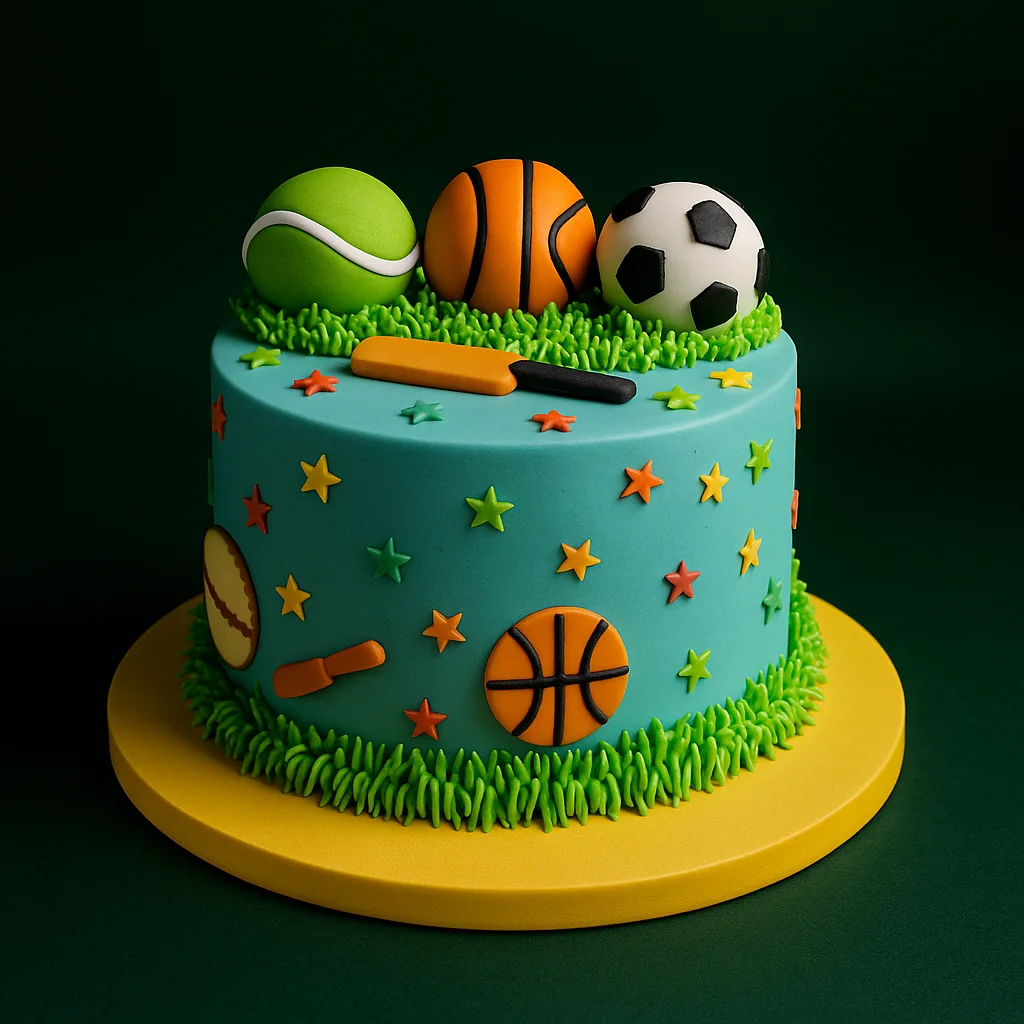 Multi-Sport Balls Cake - TF Cakes Online Delivery Freshly baked handcrafted Multi-Sport Balls Cake – Cake design by TF Cakes