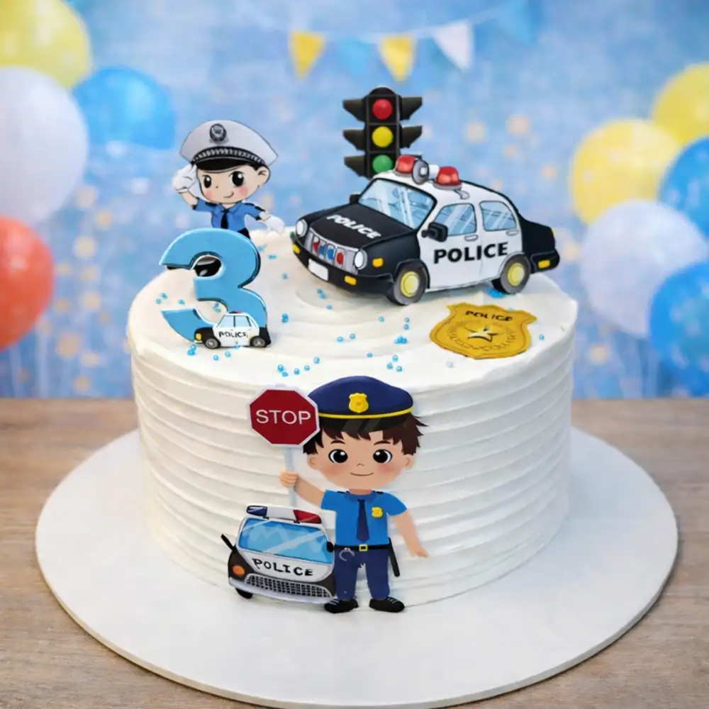 Mumbai Police Theme Cake - TF Cakes Online Delivery Freshly baked handcrafted Mumbai Police Theme Cake – Cake design by TF Cakes