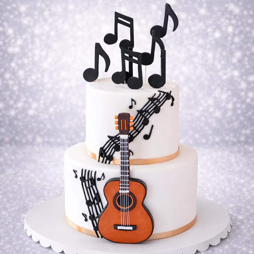 Musical Notes Tier Cake - TF Cakes Online Delivery Freshly baked handcrafted Musical Notes Tier Cake – Cake design by TF Cakes