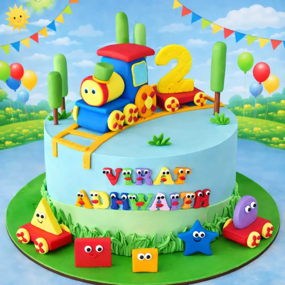 Number Train Birthday Cake - TF Cakes Online Delivery Freshly baked handcrafted Number Train Birthday Cake – Cake design by TF Cakes