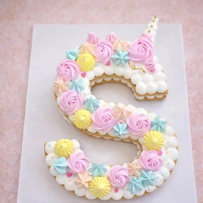 Pastel Dream Letter S Cake - TF Cakes Online Delivery Freshly baked handcrafted Pastel Dream Letter S Cake – Cake design by TF Cakes