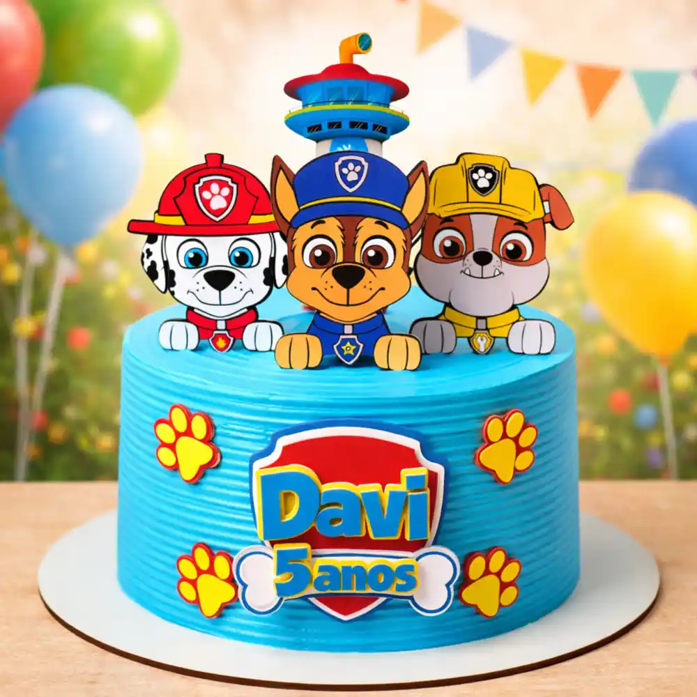 Paw Patrol Blue Theme Birthday Cake - TF Cakes Online Delivery Freshly baked handcrafted Paw Patrol Blue Theme Birthday Cake – Cake design by TF Cakes
