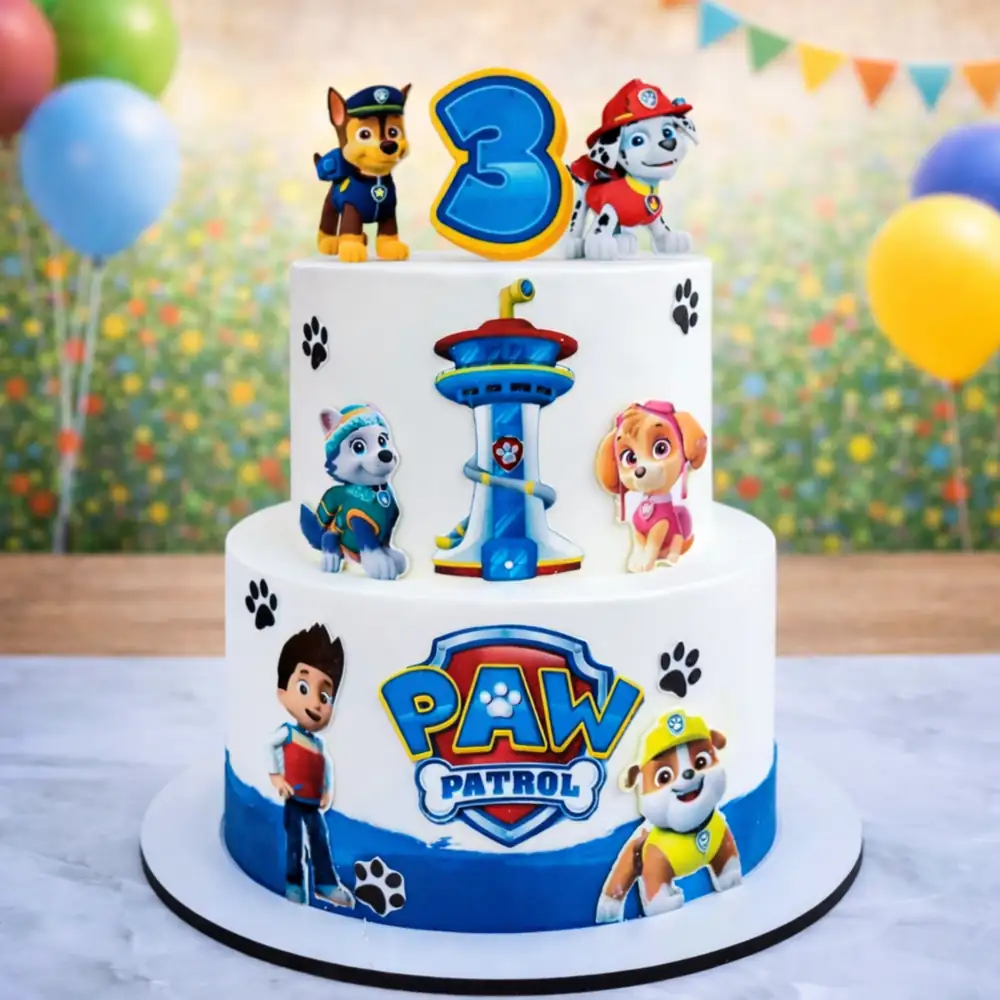 Paw Patrol Bone Theme Cake - TF Cakes Online Delivery Freshly baked handcrafted Paw Patrol Bone Theme Cake – Cake design by TF Cakes