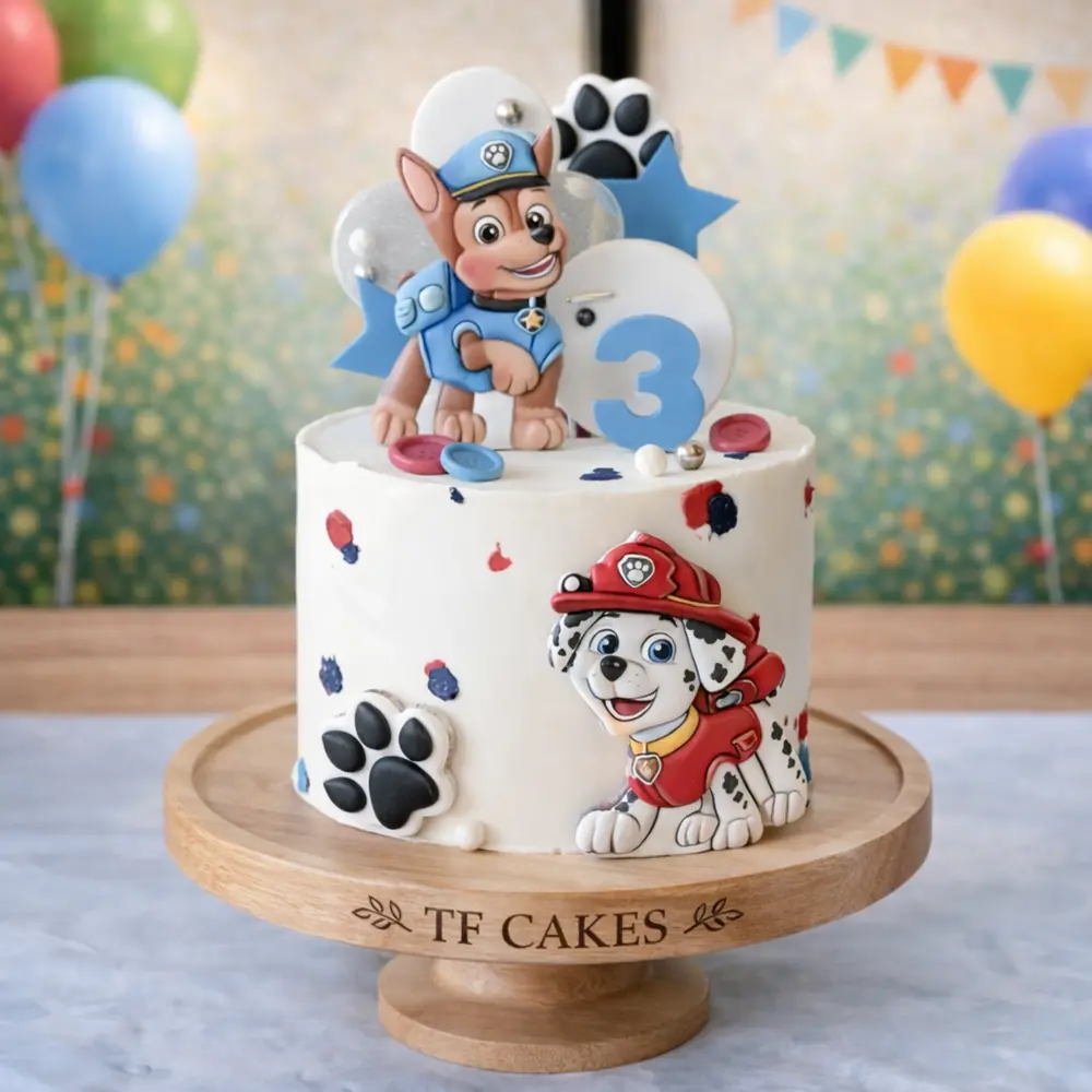 Paw Patrol Chase & Marshall Birthday Cake - TF Cakes Online Delivery Freshly baked handcrafted Paw Patrol Chase & Marshall Birthday Cake – Cake design by TF Cakes