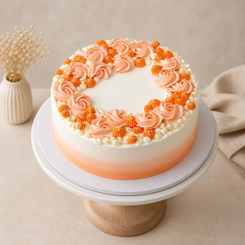 Peach Blossom Cream Cake - TF Cakes Online Delivery Freshly baked handcrafted Peach Blossom Cream Cake – Cake design by TF Cakes