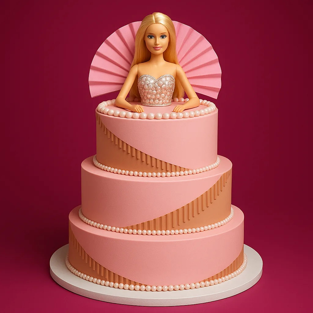 Pearl Tiered Barbie Cake - TF Cakes Online Delivery Freshly baked handcrafted Pearl Tiered Barbie Cake – Cake design by TF Cakes
