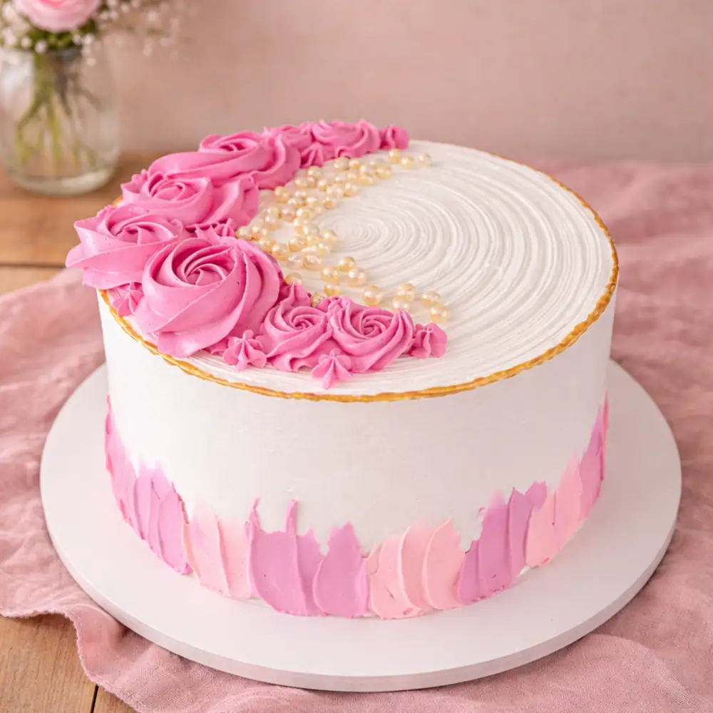 Pearl Rose Vintage Cake - TF Cakes Online Delivery Freshly baked handcrafted Pearl Rose Vintage Cake – Cake design by TF Cakes