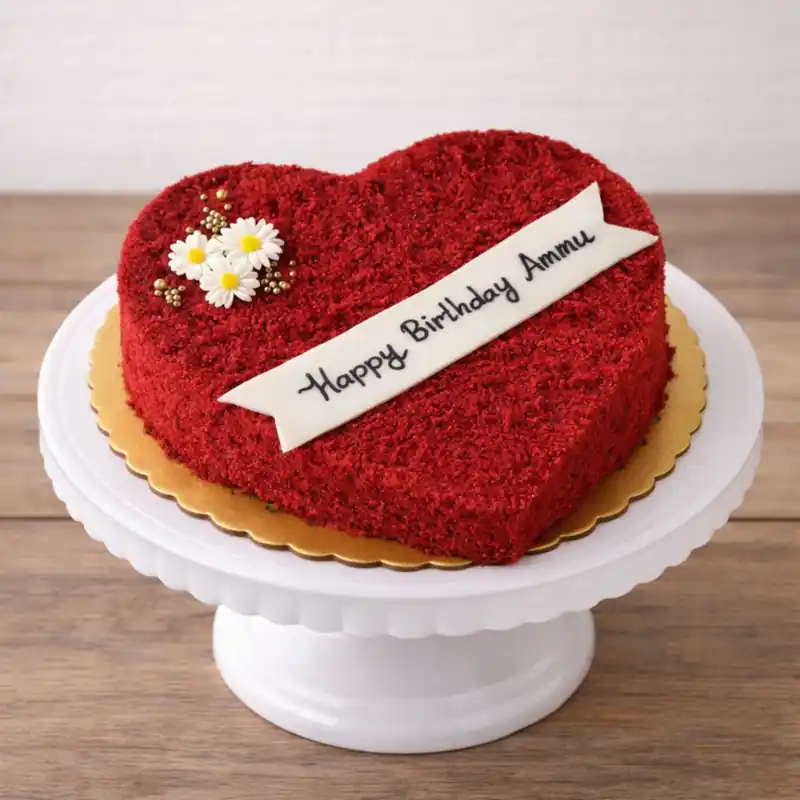 Personalized Heart Red Velvet Birthday Cake - TF Cakes Online Delivery Freshly baked handcrafted Personalized Heart Red Velvet Birthday Cake – Cake design by TF Cakes