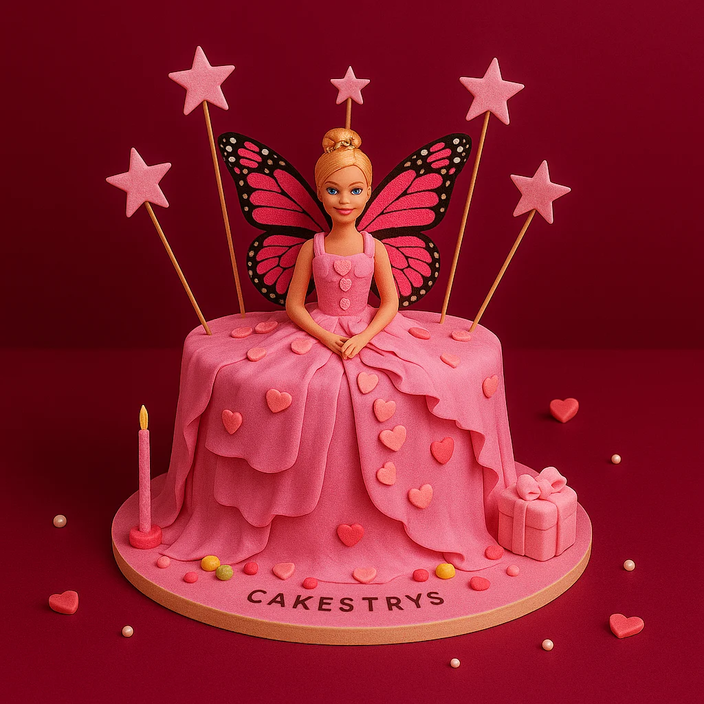 Pink Butterfly Fairy Cake - TF Cakes Online Delivery Freshly baked handcrafted Pink Butterfly Fairy Cake – Cake design by TF Cakes