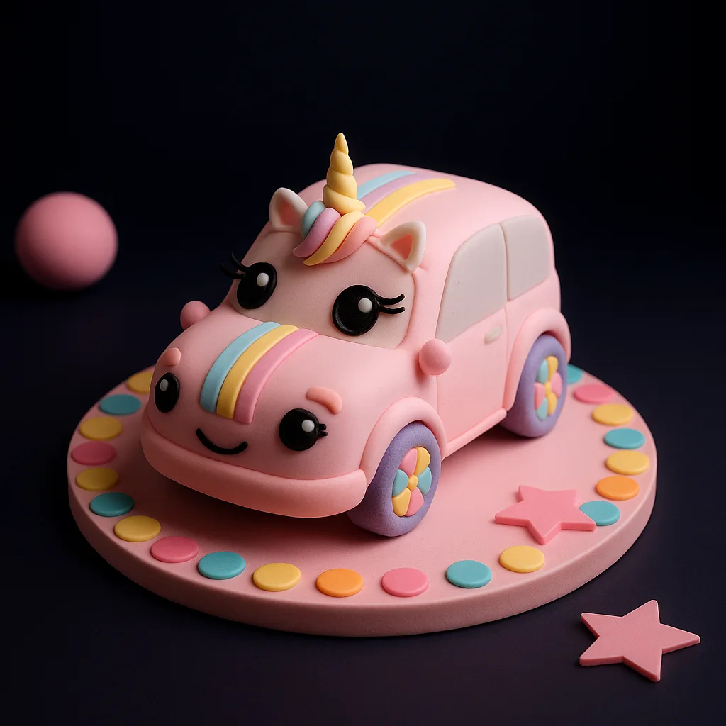 Pink Car Unicorn 3D Cake - TF Cakes Online Delivery Freshly baked handcrafted Pink Car Unicorn 3D Cake – Cake design by TF Cakes