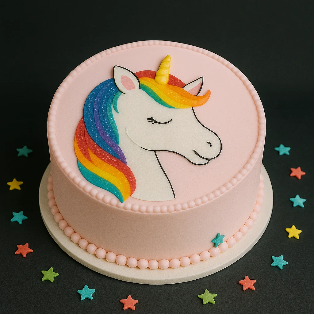 Pink Portrait Rainbow Mane Cake - TF Cakes Online Delivery Freshly baked handcrafted Pink Portrait Rainbow Mane Cake – Cake design by TF Cakes
