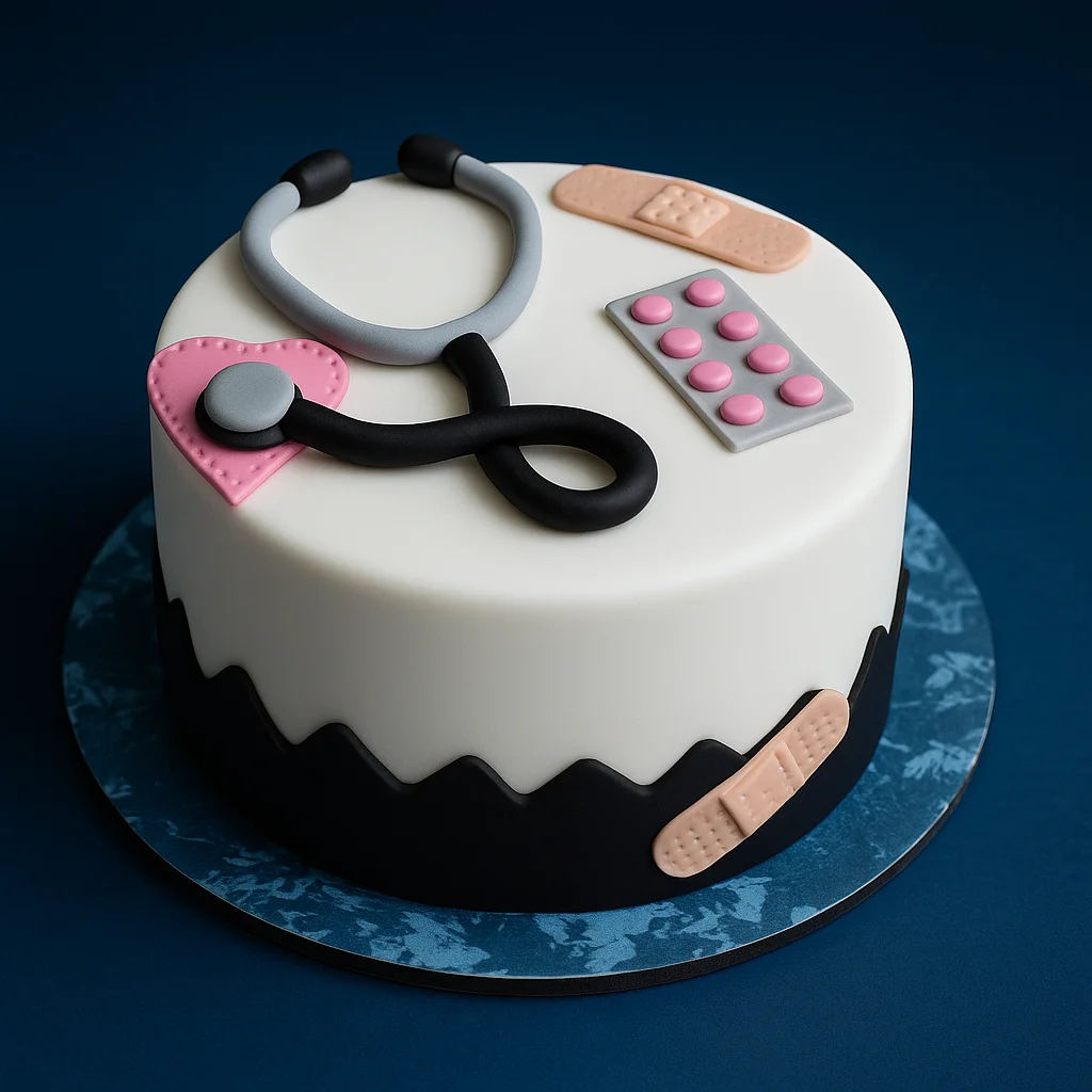 Pink and Black Stethoscope Medical Cake - TF Cakes Online Delivery Freshly baked handcrafted Pink and Black Stethoscope Medical Cake – Cake design by TF Cakes