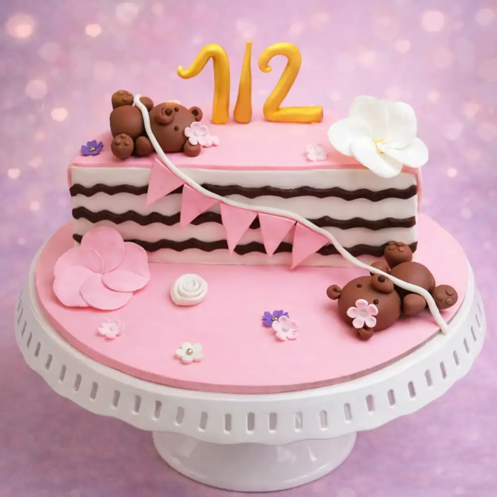 Pink Half Birthday Cake - TF Cakes Online Delivery Freshly baked handcrafted Pink Half Birthday Cake – Cake design by TF Cakes
