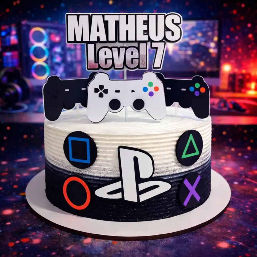 PlayStation Level Up Cake - TF Cakes Online Delivery Freshly baked handcrafted PlayStation Level Up Cake – Cake design by TF Cakes