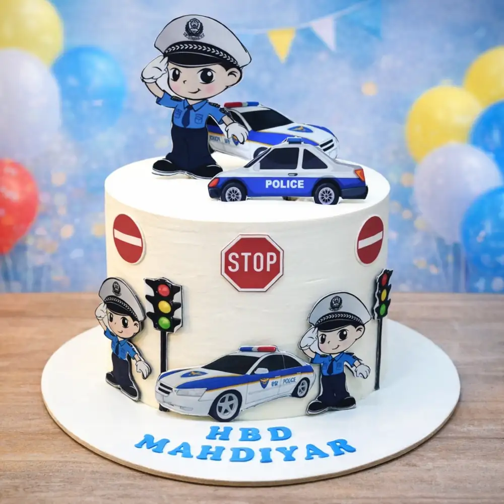 Police Officer Cartoon Cake - TF Cakes Online Delivery Freshly baked handcrafted Police Officer Cartoon Cake – Cake design by TF Cakes