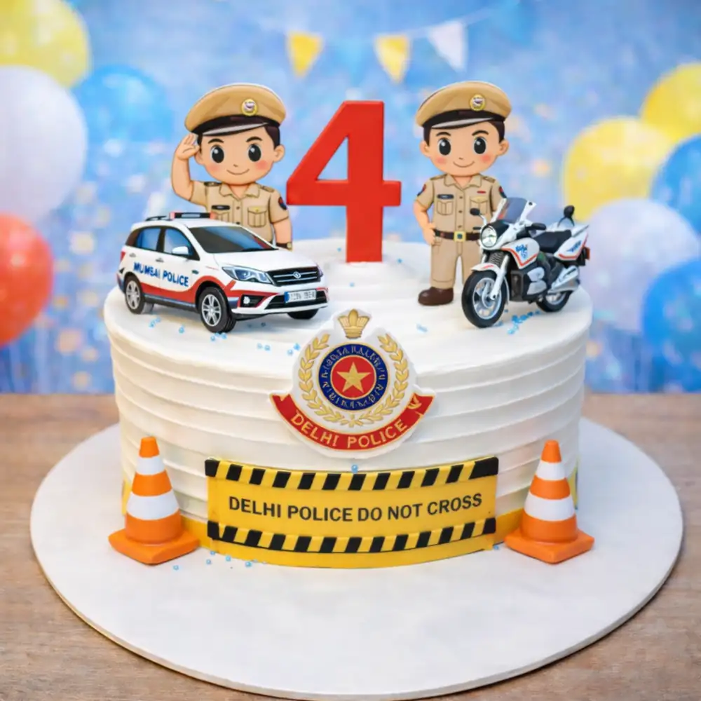 Police Theme Cake - TF Cakes Online Delivery Freshly baked handcrafted Police Theme Cake – Cake design by TF Cakes