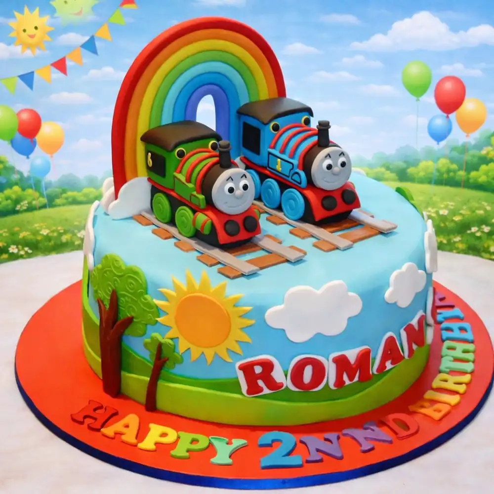 Polka Dot Train Cake - TF Cakes Online Delivery Freshly baked handcrafted Polka Dot Train Cake – Cake design by TF Cakes