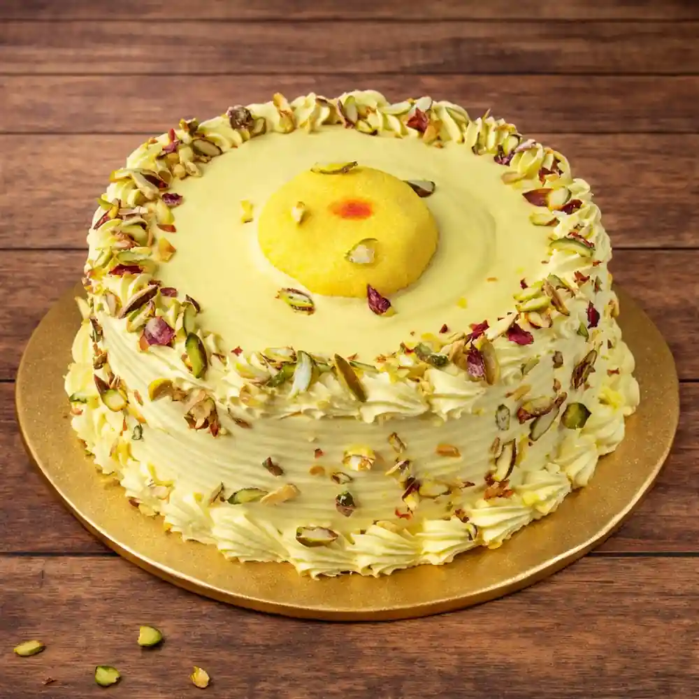Premium Kesar Rasmalai Cake - TF Cakes Online Delivery Freshly baked handcrafted Premium Kesar Rasmalai Cake – Cake design by TF Cakes