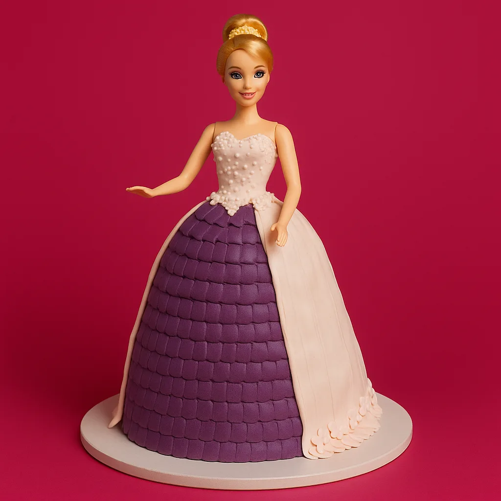 Purple and Pink Couture Doll Cake - TF Cakes Online Delivery Freshly baked handcrafted Purple and Pink Couture Doll Cake – Cake design by TF Cakes