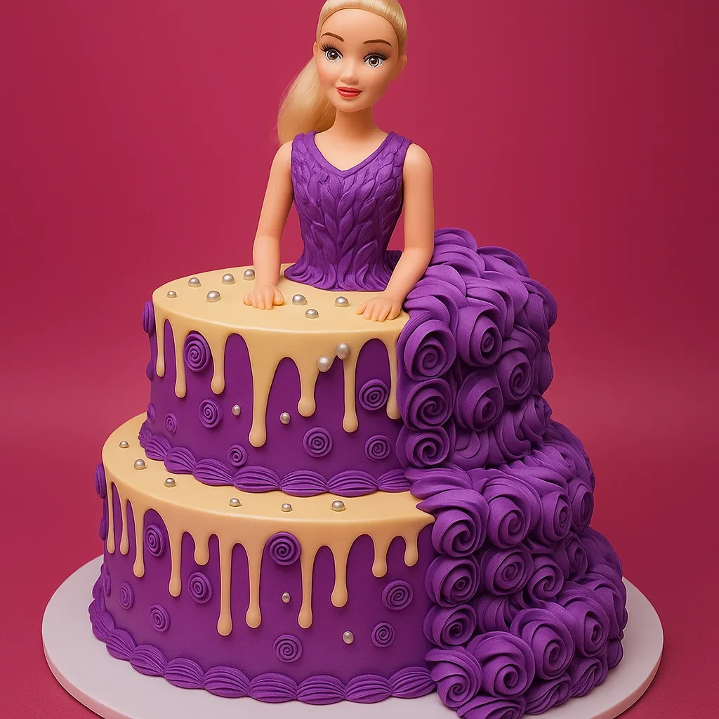 Purple Drip Barbie Cake - TF Cakes Online Delivery Freshly baked handcrafted Purple Drip Barbie Cake – Cake design by TF Cakes