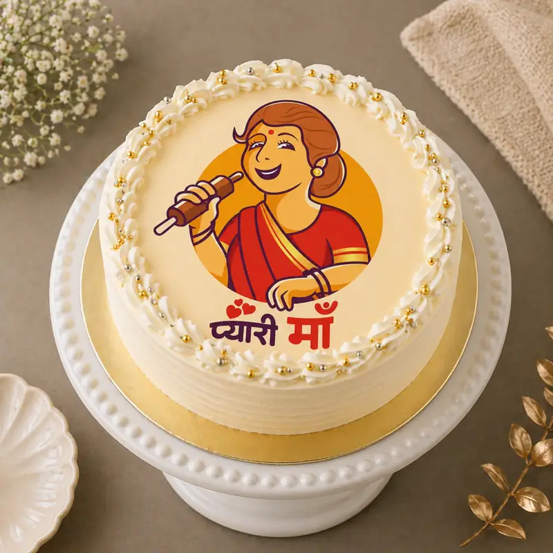 Pyari Maa Photo Cake - TF Cakes Online Delivery Freshly baked handcrafted Pyari Maa Photo Cake – Cake design by TF Cakes