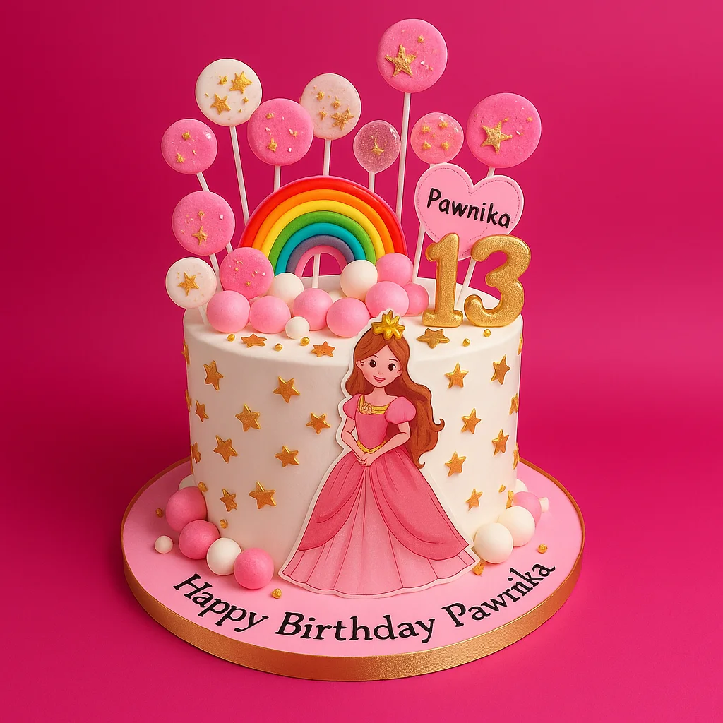 Rainbow Princess Cake - TF Cakes Online Delivery Freshly baked handcrafted Rainbow Princess Cake – Cake design by TF Cakes