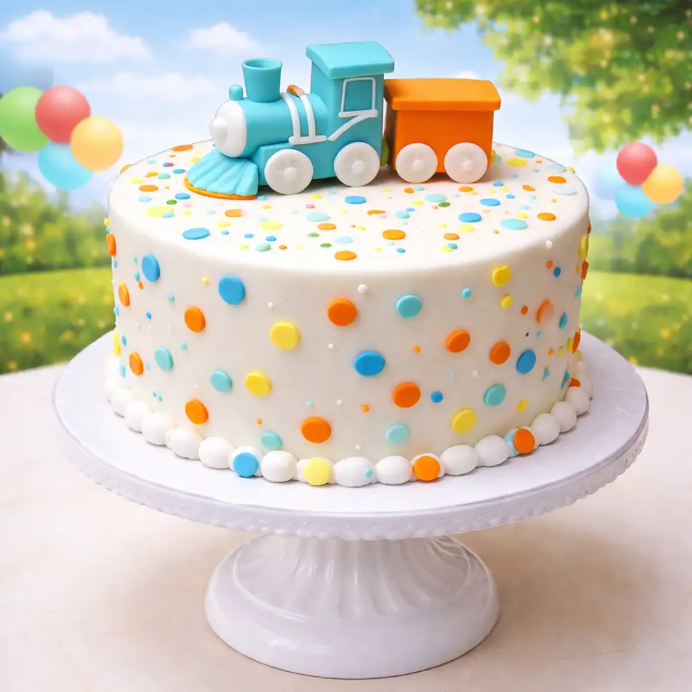 Rainbow Train Theme Cake - TF Cakes Online Delivery Freshly baked handcrafted Rainbow Train Theme Cake – Cake design by TF Cakes