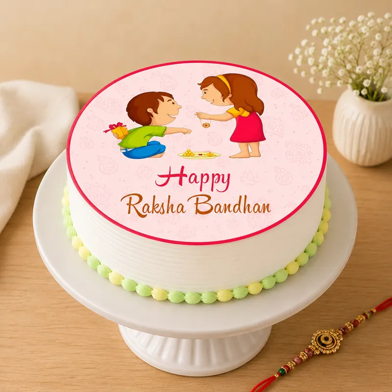 Raksha Bandhan Cartoon Photo Cake - TF Cakes Online Delivery Freshly baked handcrafted Raksha Bandhan Cartoon Photo Cake – Cake design by TF Cakes