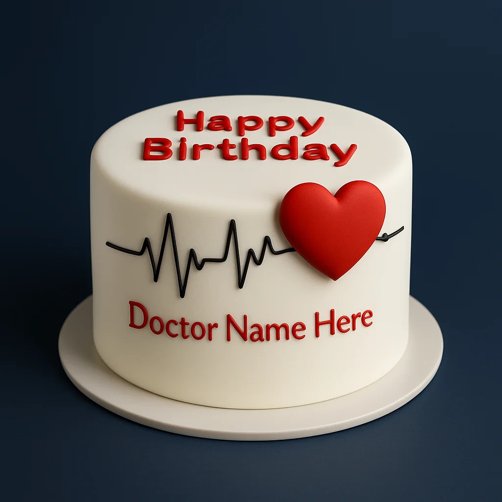 Red Heartbeat Personalized Doctor Cake - TF Cakes Online Delivery Freshly baked handcrafted Red Heartbeat Personalized Doctor Cake – Cake design by TF Cakes